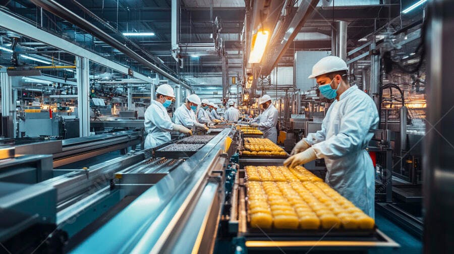 Linha de produção de alimentos indústria moderna