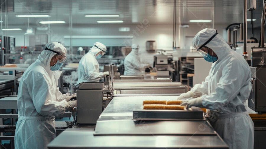 Trabalhadores em Fábrica de Alimentos