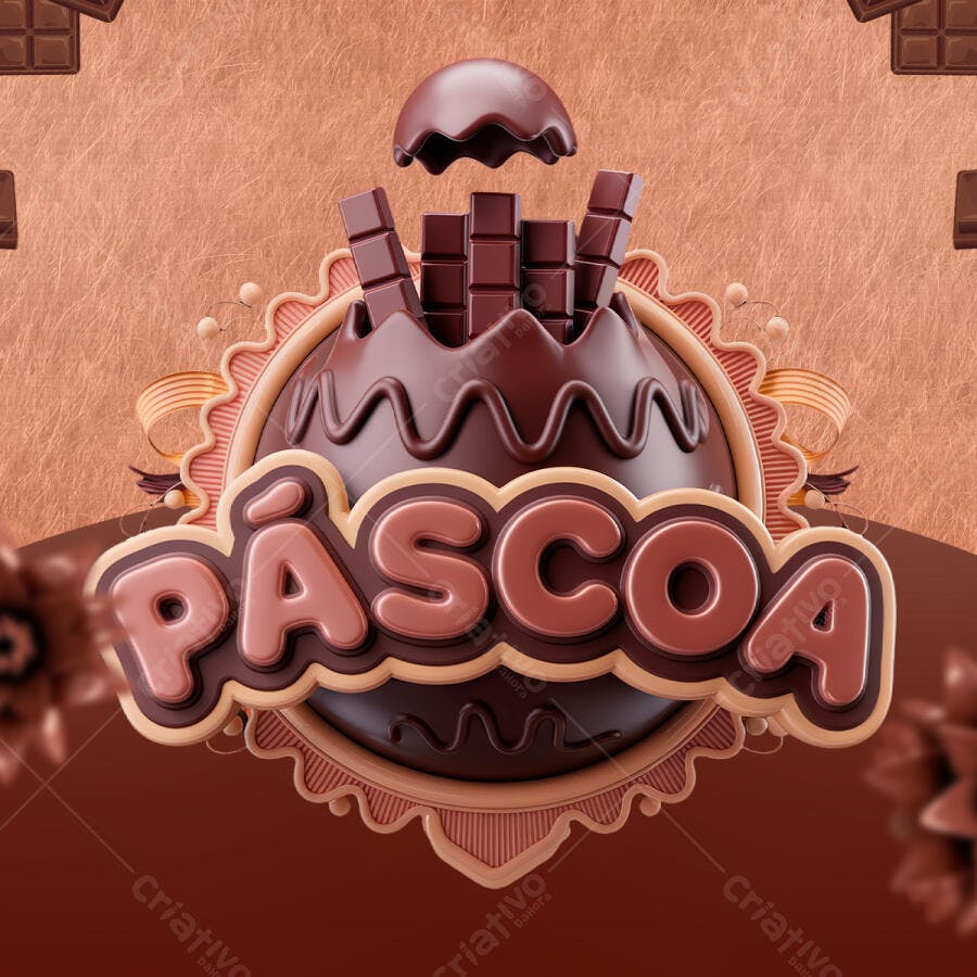 Flyer Páscoa com Ovo de Chocolate PSD Editável