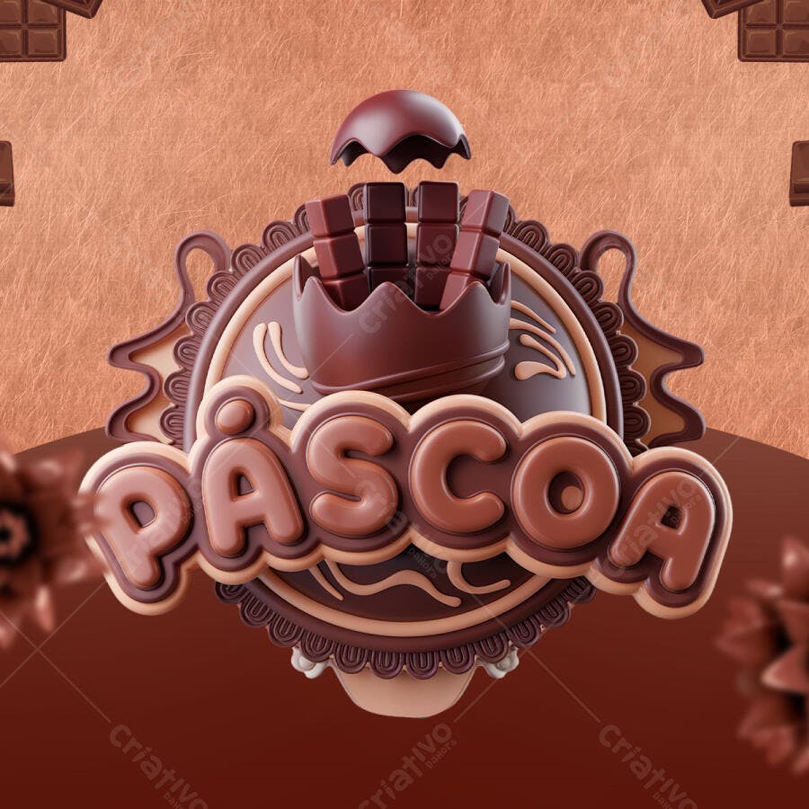 Banner Páscoa em 3D PSD Editável