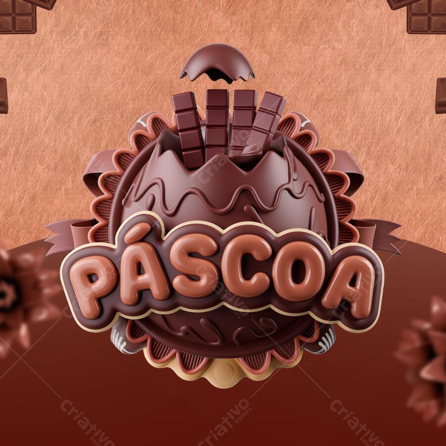 Banner Páscoa com Ovo de Chocolate PSD Editável