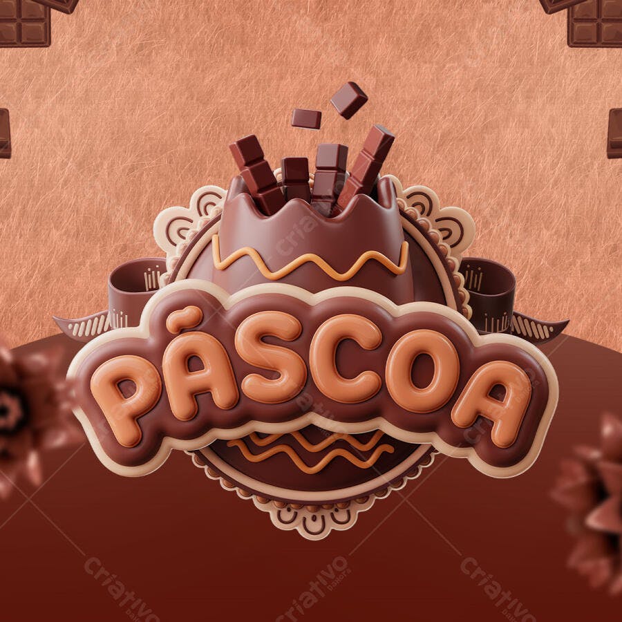 Flyer Páscoa com Ovo de Chocolate PSD Editável
