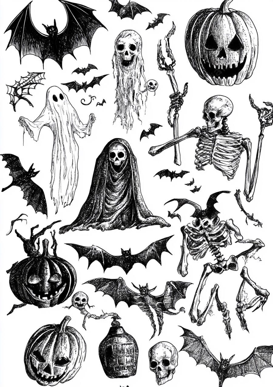 Ilustrações de Halloween Mortos Vivos