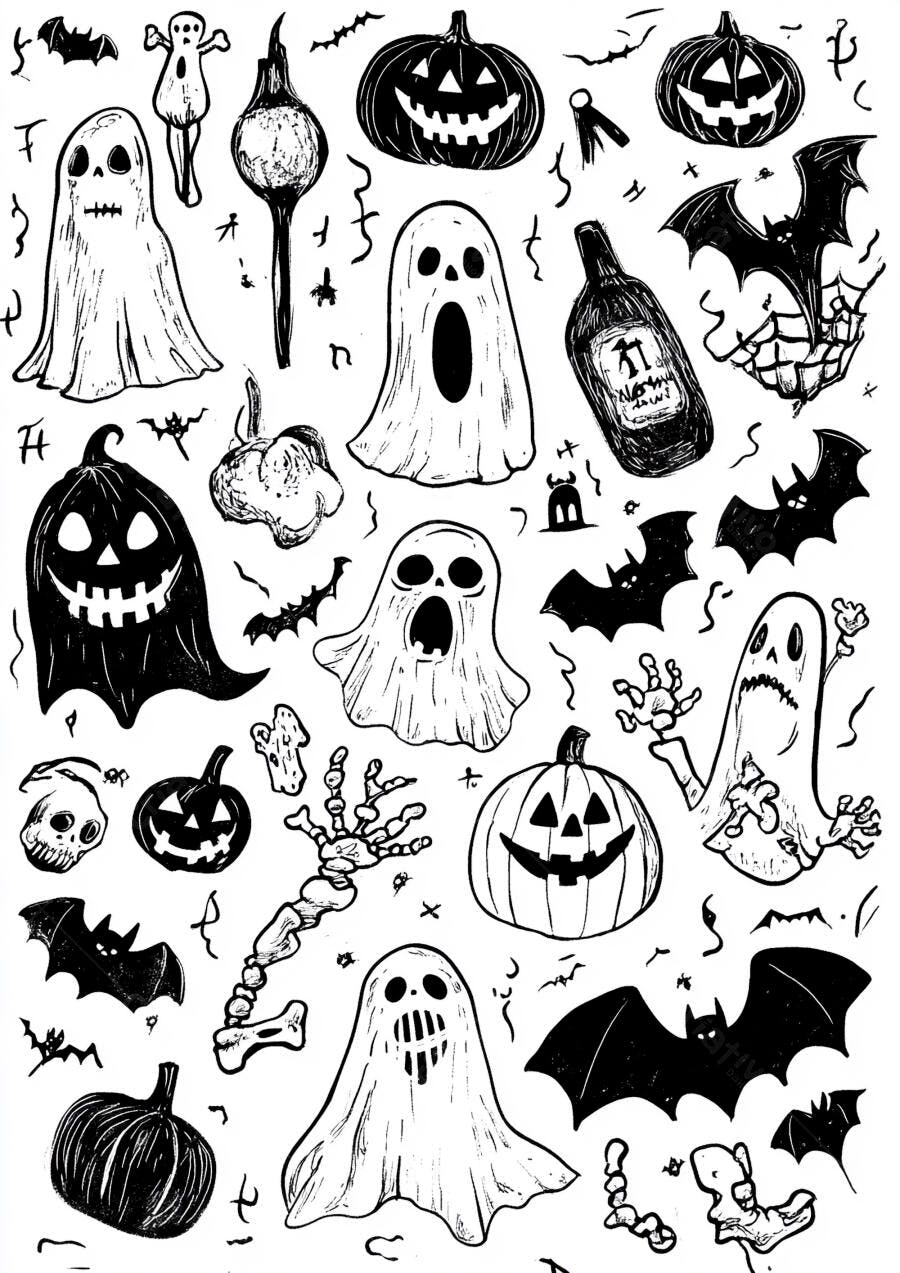 Ilustrações de Halloween Abóbora Fantasma Morcego