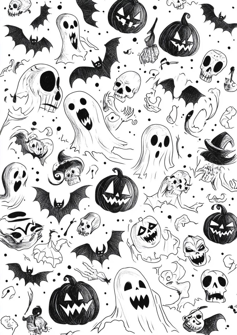 Fantasmas Abóboras e Morcegos Halloween