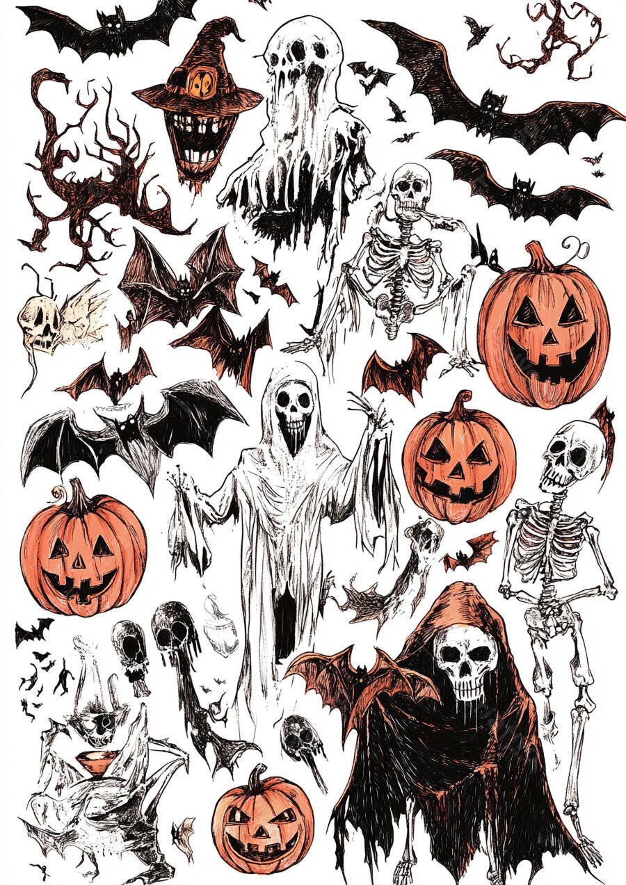 Coleção Halloween Abóbora Fantasma Caveira Morcego