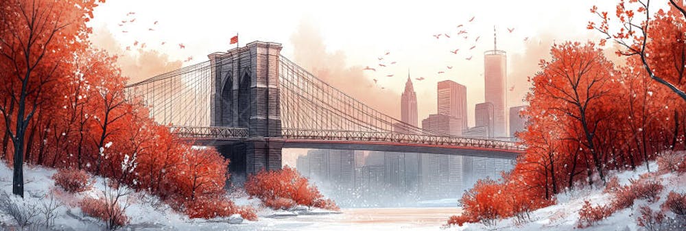 Uma ilustração horizontal da Ponte do Brooklyn 002
