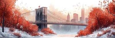 Uma ilustração horizontal da Ponte do Brooklyn 002