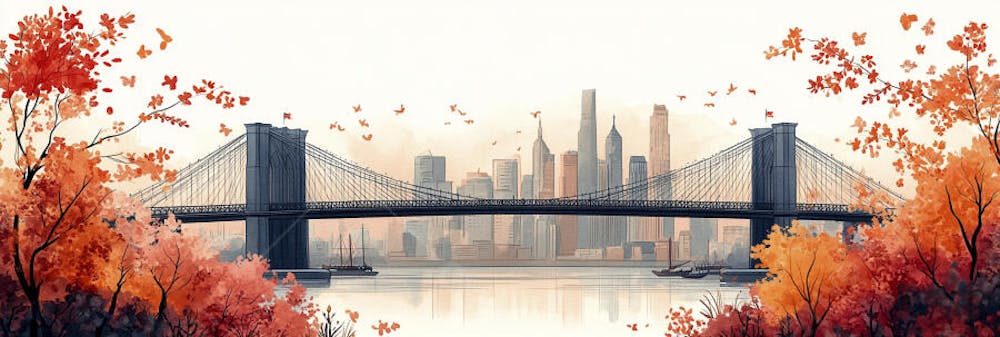 Uma ilustração horizontal da Ponte do Brooklyn 005