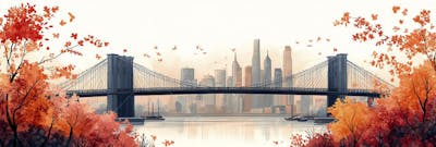 Uma ilustração horizontal da Ponte do Brooklyn 005