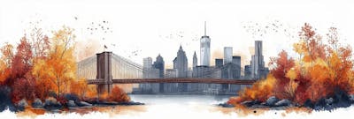 Uma ilustração horizontal da Ponte do Brooklyn 004