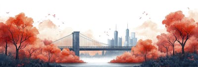 Uma ilustração horizontal da Ponte do Brooklyn 006