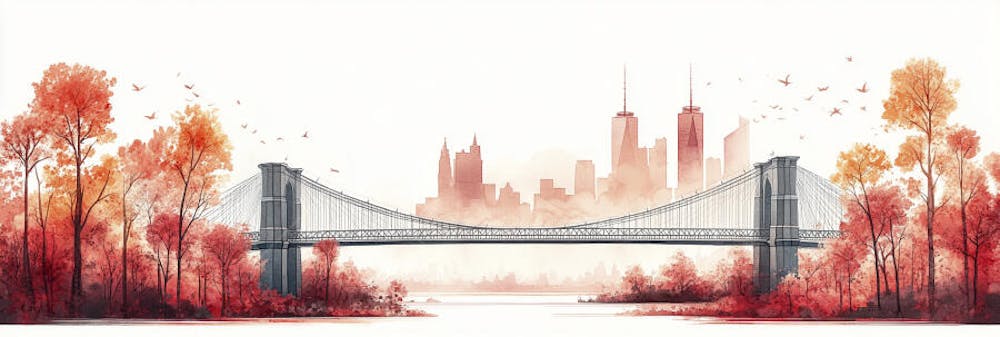 Uma ilustração horizontal da Ponte do Brooklyn 007