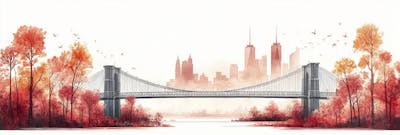 Uma ilustração horizontal da Ponte do Brooklyn 007