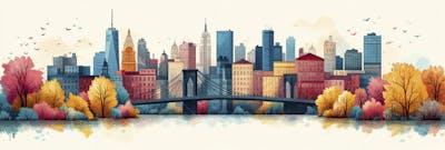 Uma ilustração horizontal da Ponte do Brooklyn 008