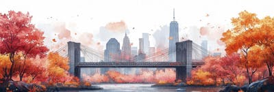 Uma ilustração horizontal da Ponte do Brooklyn 011
