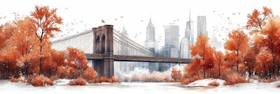 Uma ilustração horizontal da Ponte do Brooklyn 009