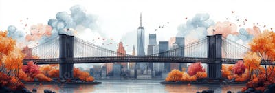 Uma ilustração horizontal da Ponte do Brooklyn 013