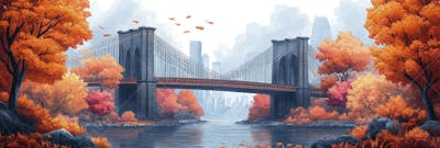 Uma ilustração horizontal da Ponte do Brooklyn 012