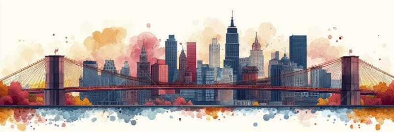 Uma ilustração horizontal da Ponte do Brooklyn 015