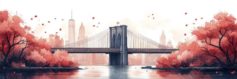Uma ilustração horizontal da Ponte do Brooklyn 016