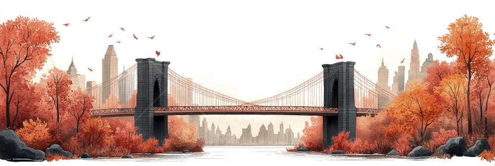 Uma ilustração horizontal da Ponte do Brooklyn 021