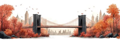 Uma ilustração horizontal da Ponte do Brooklyn 021