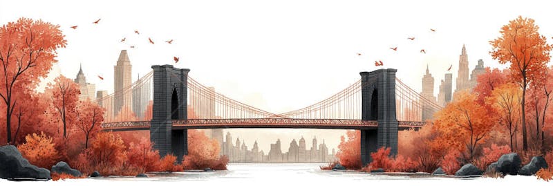 Uma ilustração horizontal da Ponte do Brooklyn 021
