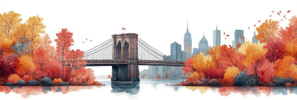 Uma ilustração horizontal da Ponte do Brooklyn 017