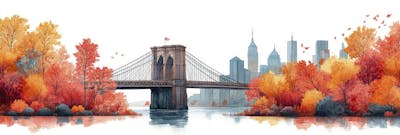 Uma ilustração horizontal da Ponte do Brooklyn 017