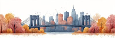 Uma ilustração horizontal da Ponte do Brooklyn 020