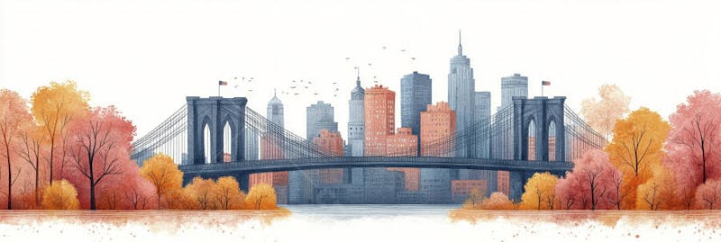 Uma ilustração horizontal da Ponte do Brooklyn 020