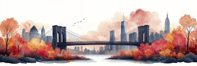 Uma ilustração horizontal da Ponte do Brooklyn 019