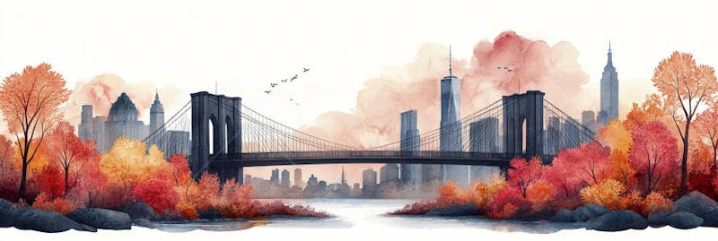 Uma ilustração horizontal da Ponte do Brooklyn 019