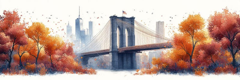 Uma ilustração horizontal da Ponte do Brooklyn 022