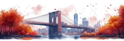 Uma ilustração horizontal da Ponte do Brooklyn 025