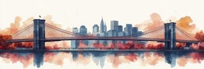 Uma ilustração horizontal da Ponte do Brooklyn 027
