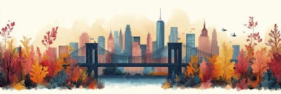 Uma ilustração horizontal da Ponte do Brooklyn 018