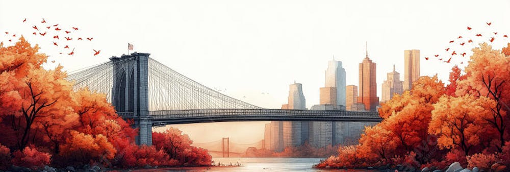 Uma ilustração horizontal da Ponte do Brooklyn 024