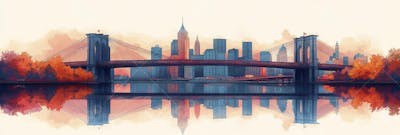 Uma ilustração horizontal da Ponte do Brooklyn 026