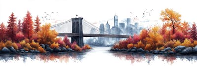 Uma ilustração horizontal da Ponte do Brooklyn 029
