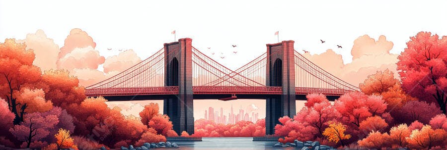 Ponte do Brooklyn Outono Dourado