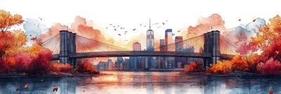 Uma ilustração horizontal da Ponte do Brooklyn 030