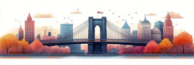 Uma ilustração horizontal da Ponte do Brooklyn 033