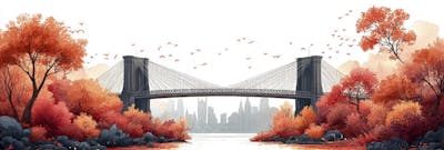 Uma ilustração horizontal da Ponte do Brooklyn 032