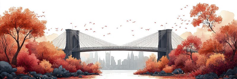 Uma ilustração horizontal da Ponte do Brooklyn 032