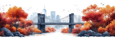 Uma ilustração horizontal da Ponte do Brooklyn 036