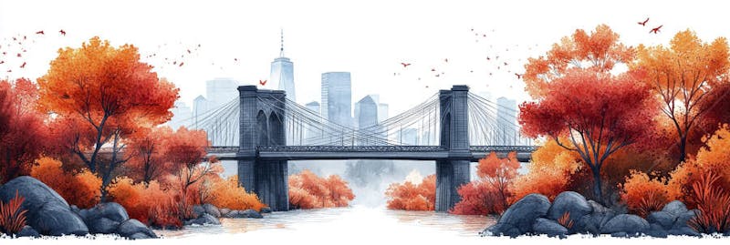Uma ilustração horizontal da Ponte do Brooklyn 036