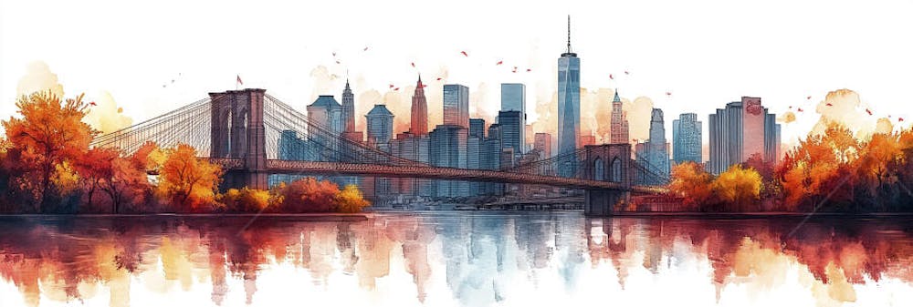 Uma ilustração horizontal da Ponte do Brooklyn 035