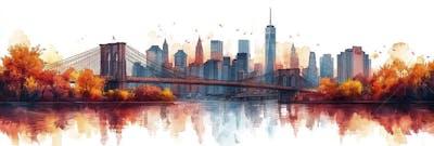 Uma ilustração horizontal da Ponte do Brooklyn 035